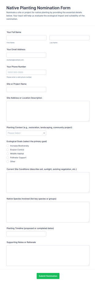 Native Planting Nomination Form Template