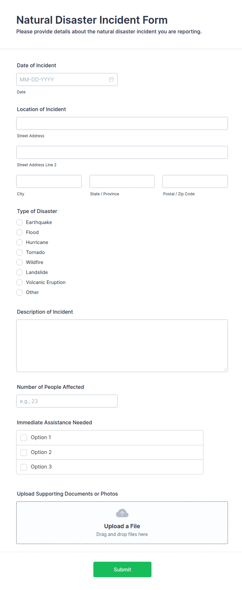 Natural Disaster Incident Form Template | Jotform