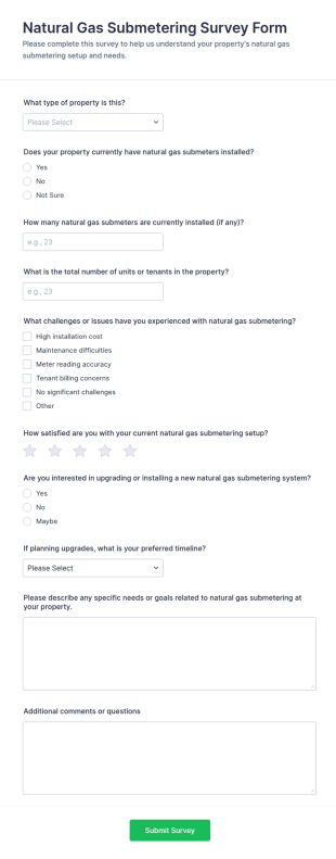 Natural Gas Submetering Survey Form Template