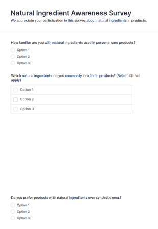 Natural Ingredient Awareness Survey Form Template