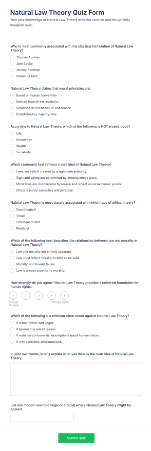 Natural Law Theory Quiz Form Template