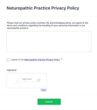 Naturopathic Practice Privacy Policy Acknowledgment Form Template