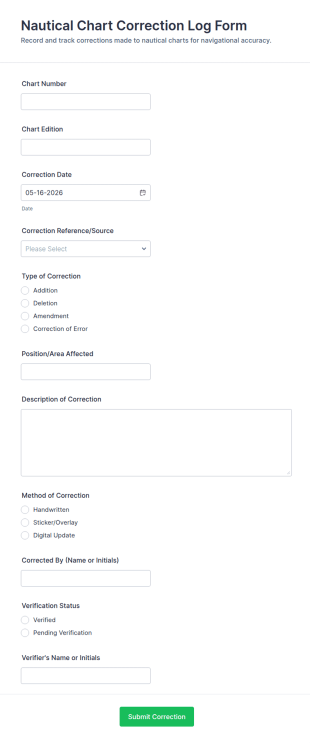 Nautical Chart Correction Log Form Template