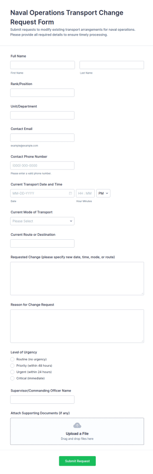 Naval Operations Transport Change Request Form Template