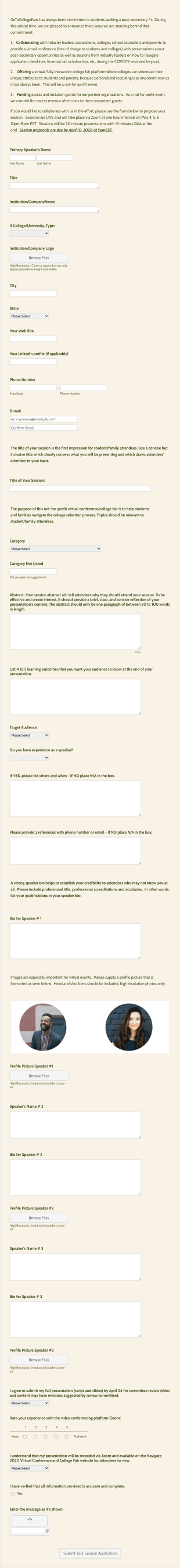 NAVIGATE 2020 Virtual Conference And College Fair Form Template