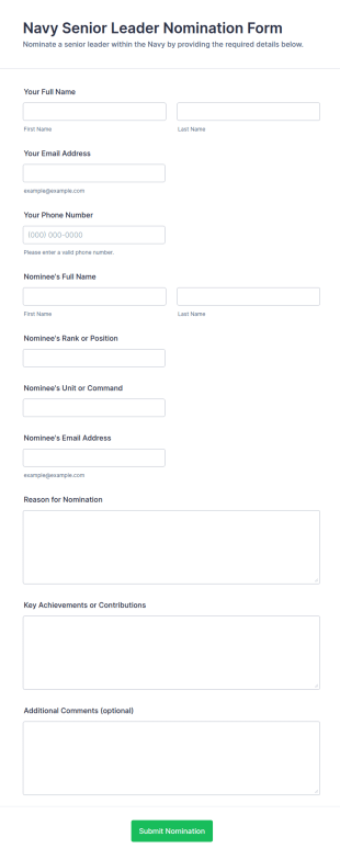 Navy Senior Leader Nomination Form Template