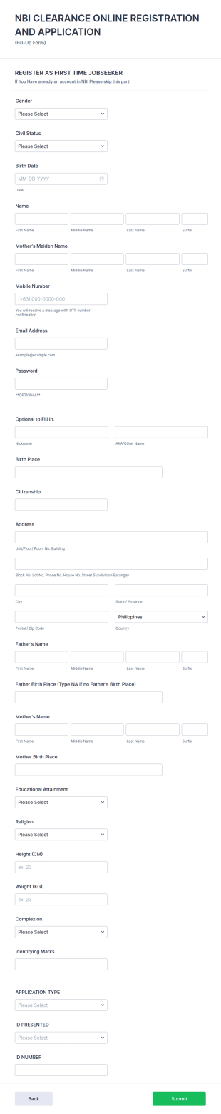 NBI Clearance Application Form Template