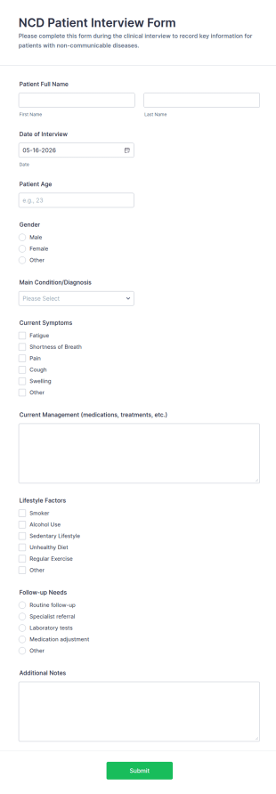 NCD Patient Interview Form Template