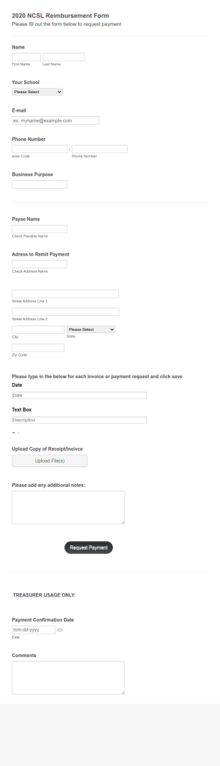 NCSL Reimbursement Form Template