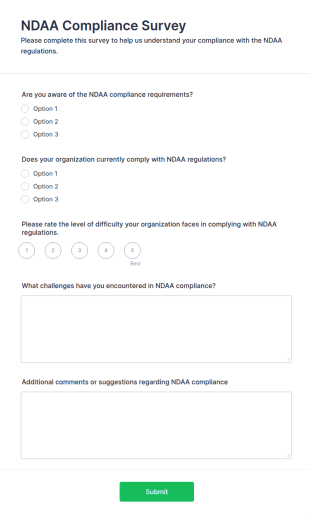 NDAA Compliance Survey Form Template
