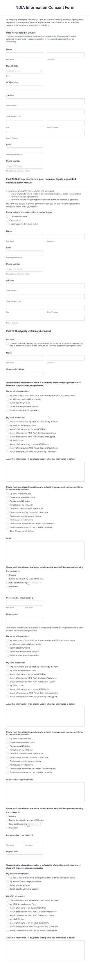 NDIA Information Consent Form Template
