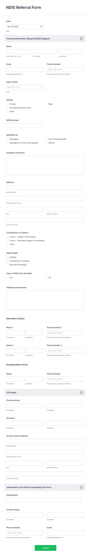 NDIS Referral Form Template