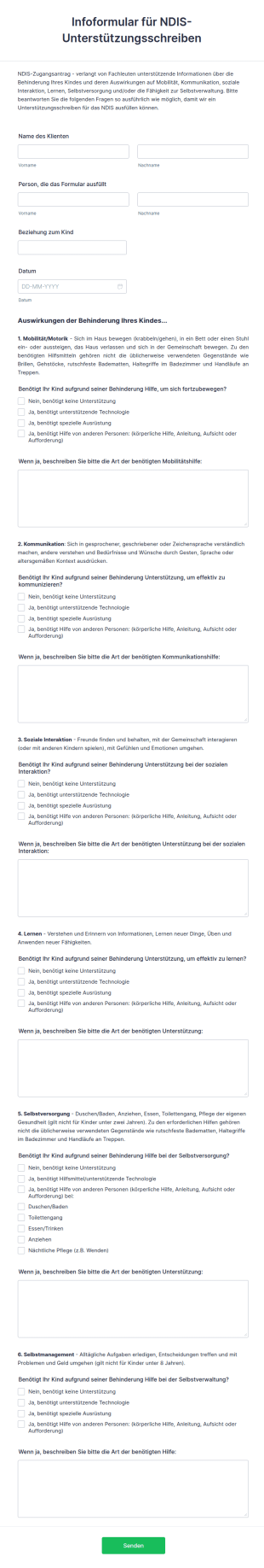 NDIS Unterstützungsschreiben