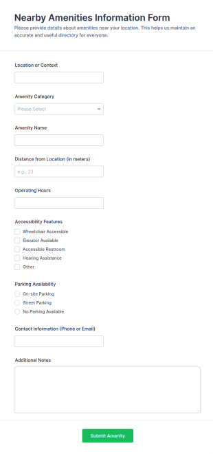 Nearby Amenities Information Form Template