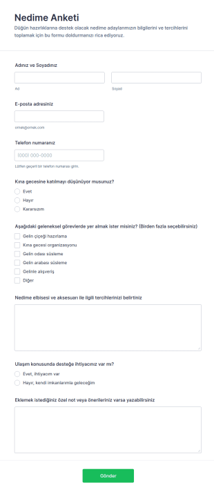 Nedime Anketi Form Şablonu