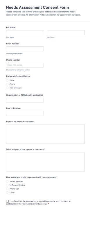Needs Assessment Consent Form Template