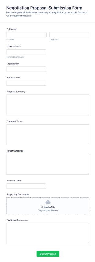 Negotiation Proposal Submission Form Template
