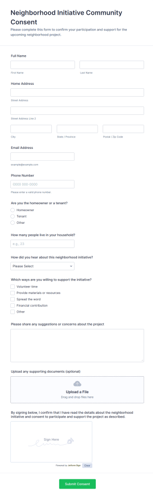 Neighborhood Initiative Community Consent Form Template