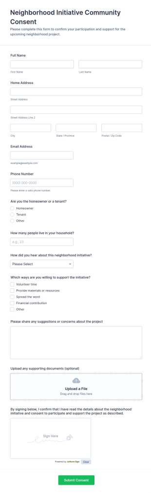 Neighborhood Initiative Community Consent Form Template