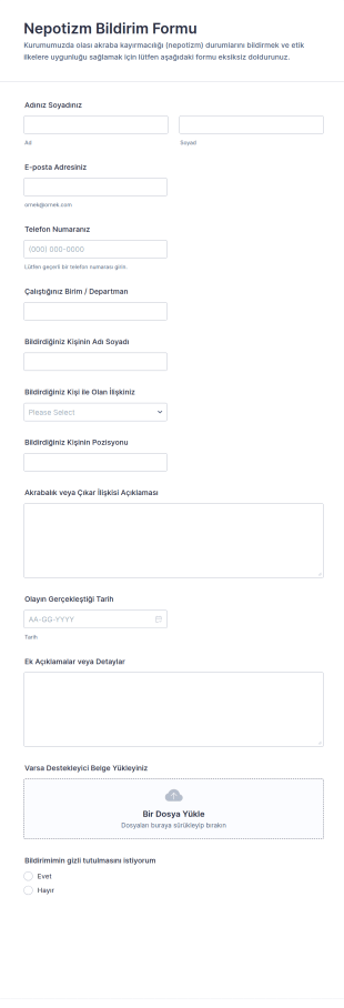 Nepotizm Bildirim Form Şablonu
