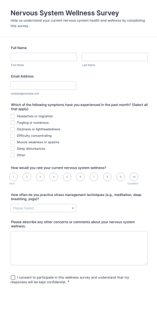 Nervous System Wellness Survey Form Template