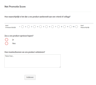 Net Promotie Enquêteformulier