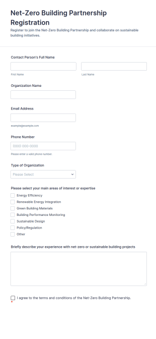Net Zero Building Partnership Registration Form Template