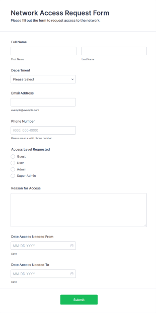 Network Access Request Form Template