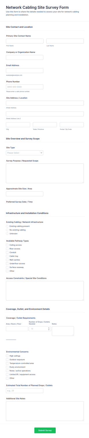 Network Cabling Site Survey Form Template