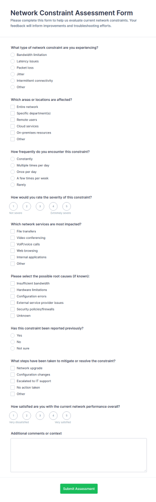 Network Constraint Assessment Form Template