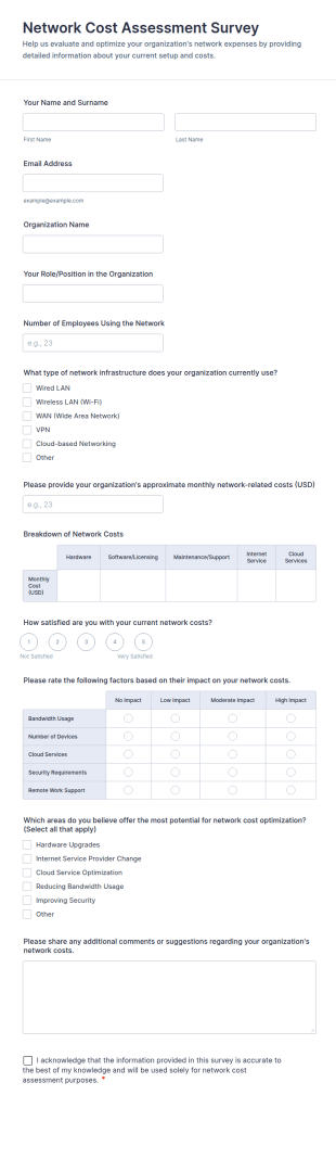 Network Cost Assessment Survey Form Template