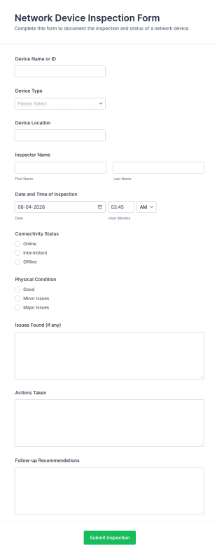 Network Device Inspection Form Template
