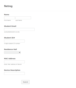 Network Device Registration Form Template