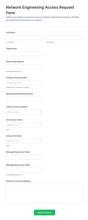 Network Engineering Access Request Form Template