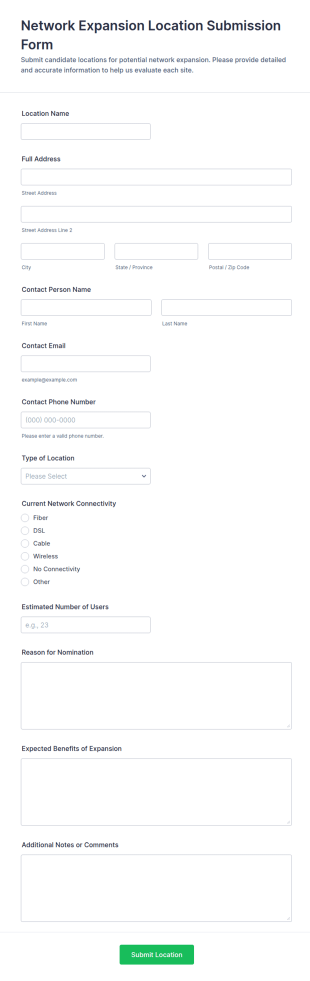 Network Expansion Location Submission Form Template