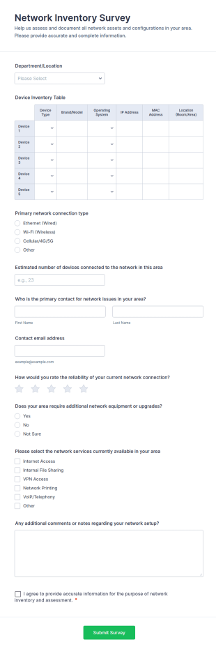 Network Inventory Survey Form Template