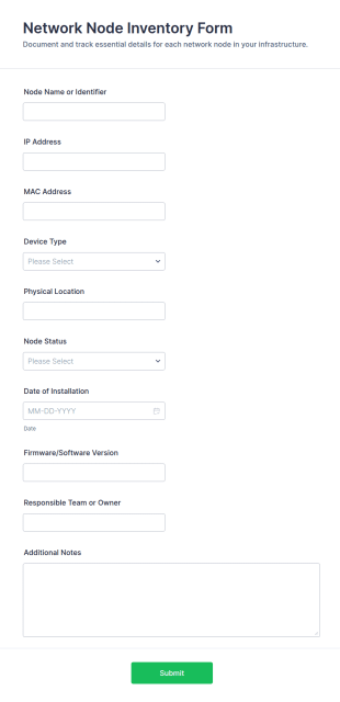 Network Node Inventory Form Template