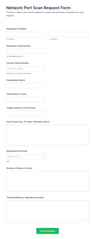 Network Port Scan Request Form Template