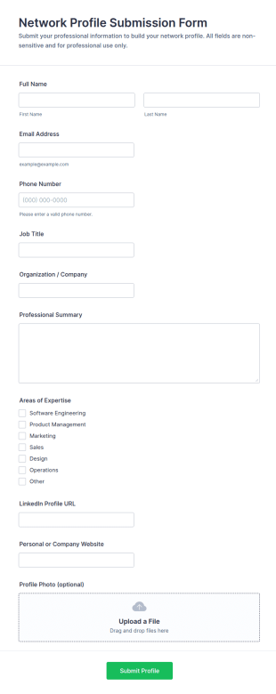 Network Profile Submission Form Template