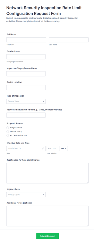 Network Security Inspection Rate Limit Configuration Request Form Template