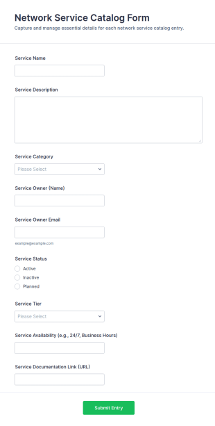 Network Service Catalog Form Template