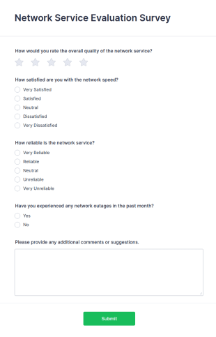 Network Service Evaluation Survey Form Template