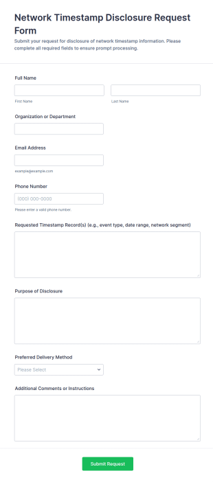 Network Timestamp Disclosure Request Form Template
