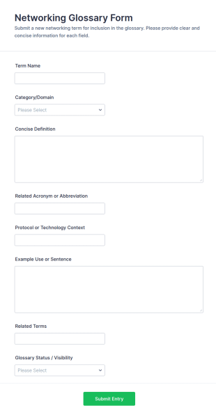 Networking Glossary Form Template