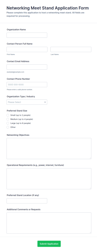 Networking Meet Stand Application Form Template