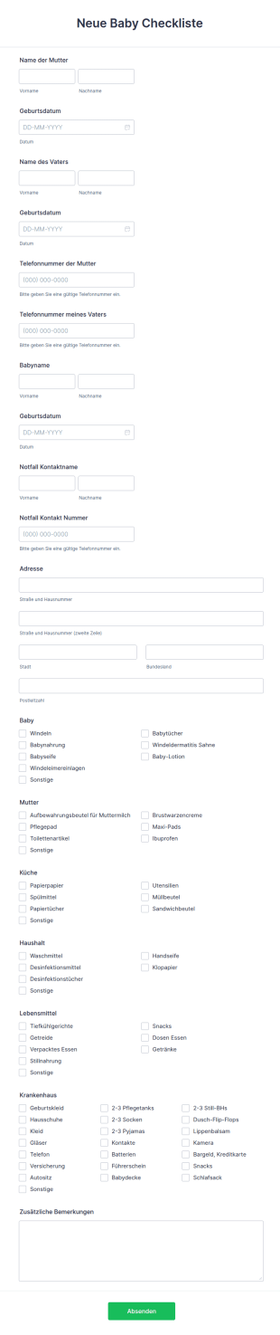 Neue Baby Checkliste