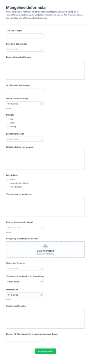 Neue Meldung Erstellen