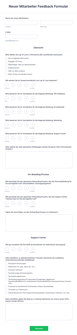 Neuer Mitarbeiter Feedback Formular