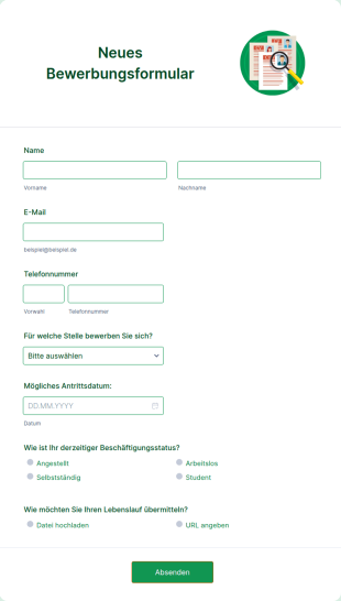 Neues Bewerbungsformular