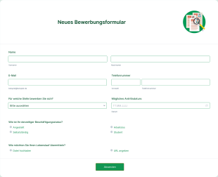 Neues Bewerbungsformular Form Template
